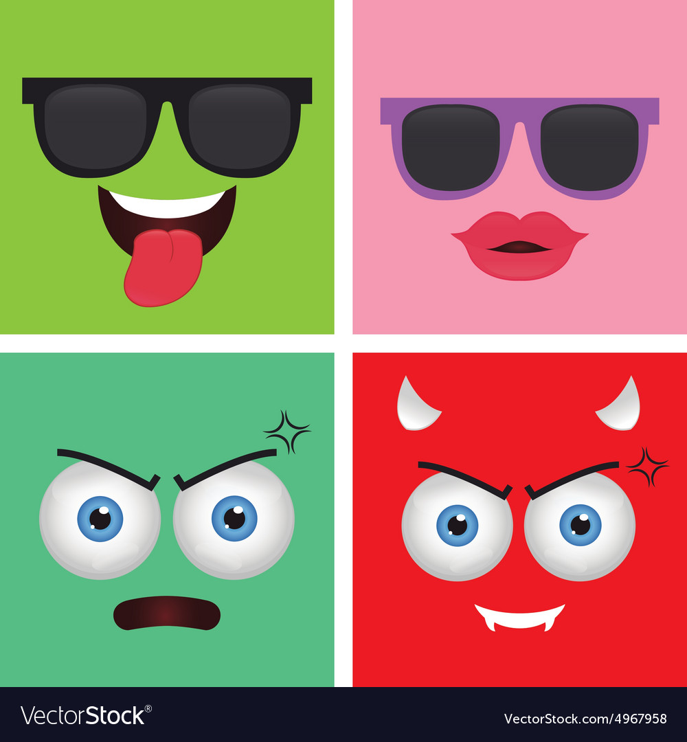 Set abstract facial expressions on colored