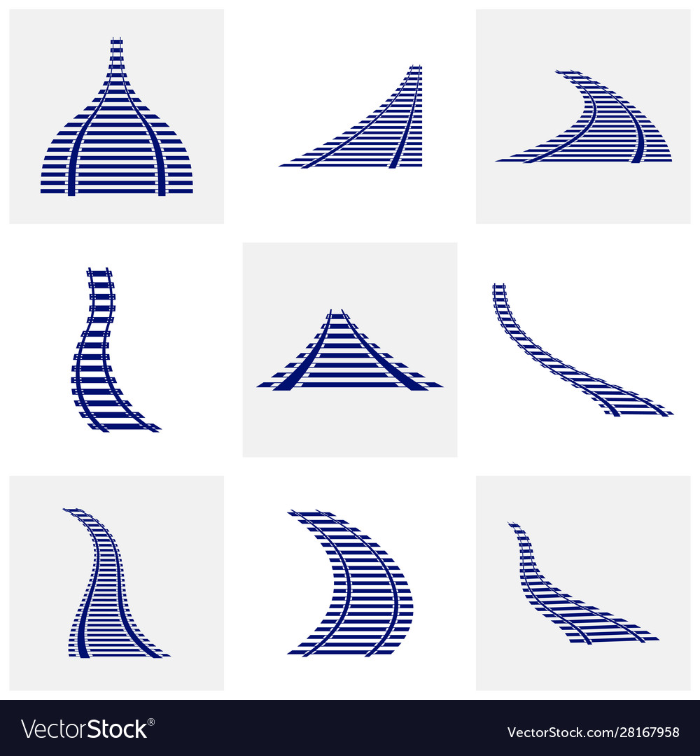 Set railroads design vector image Set railroads design