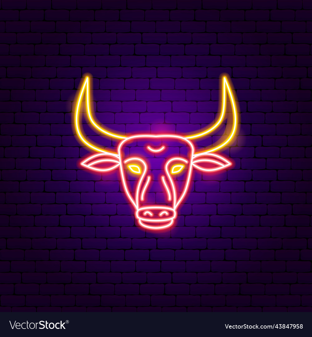 Taurus zodiac neon Royalty Free Vector Image - VectorStock