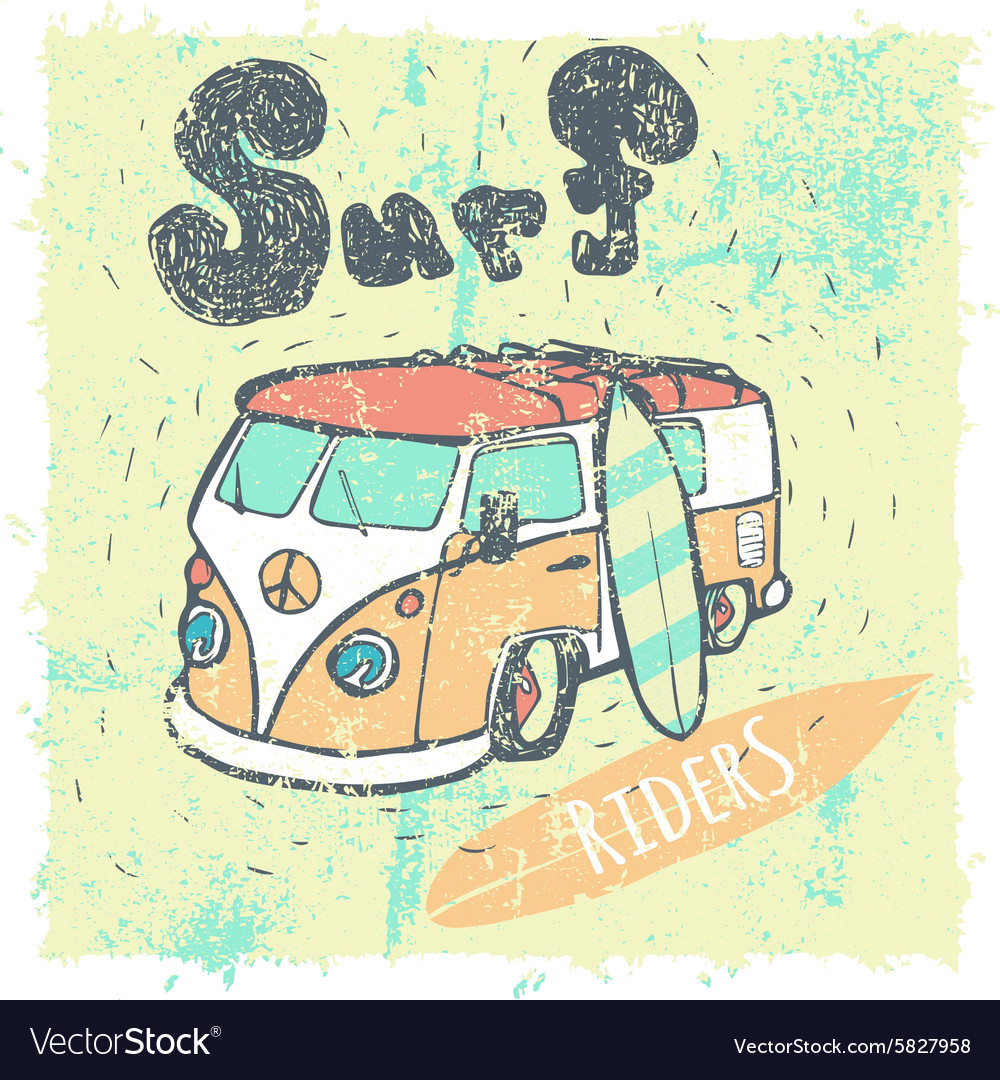 Van Surf t-shirt graphics Royalty Free Vector Image