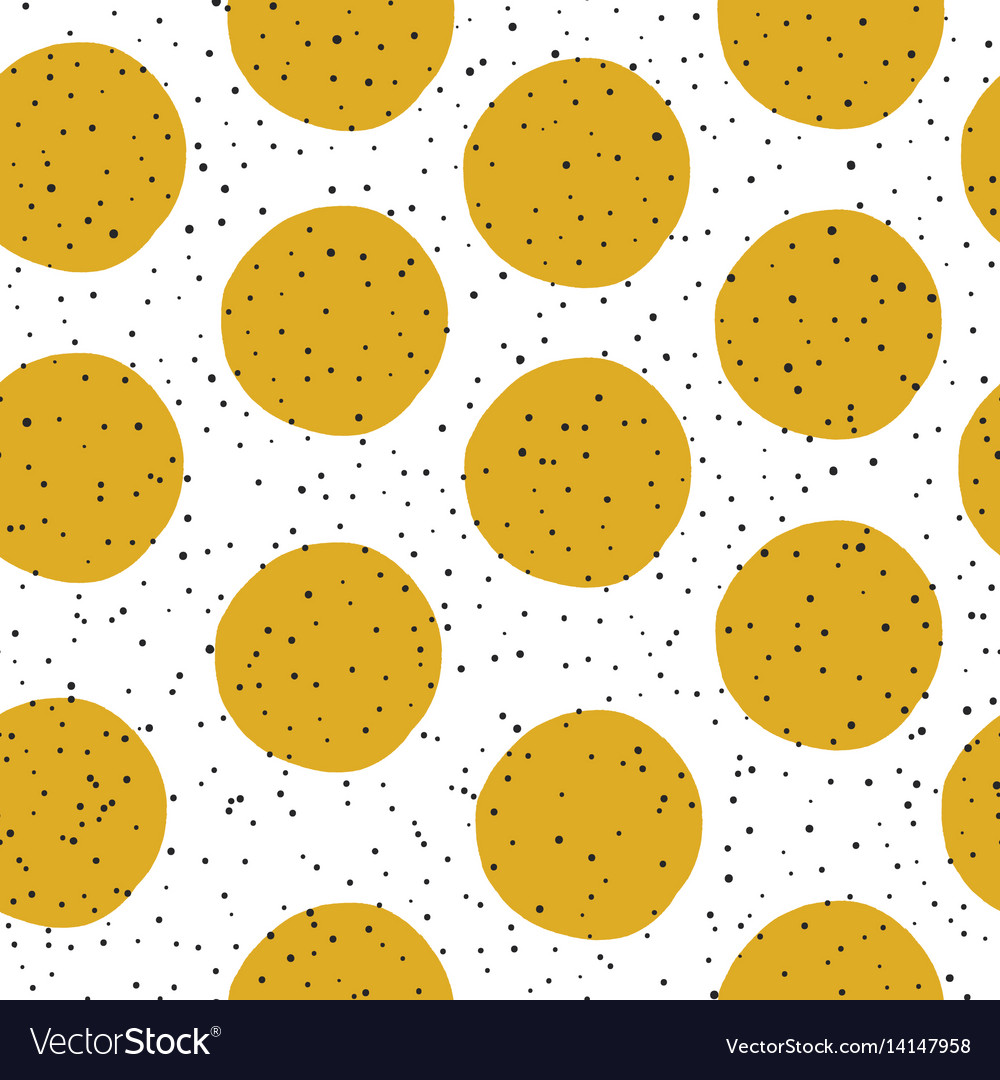 Yellow circles and black chaotic dots on white