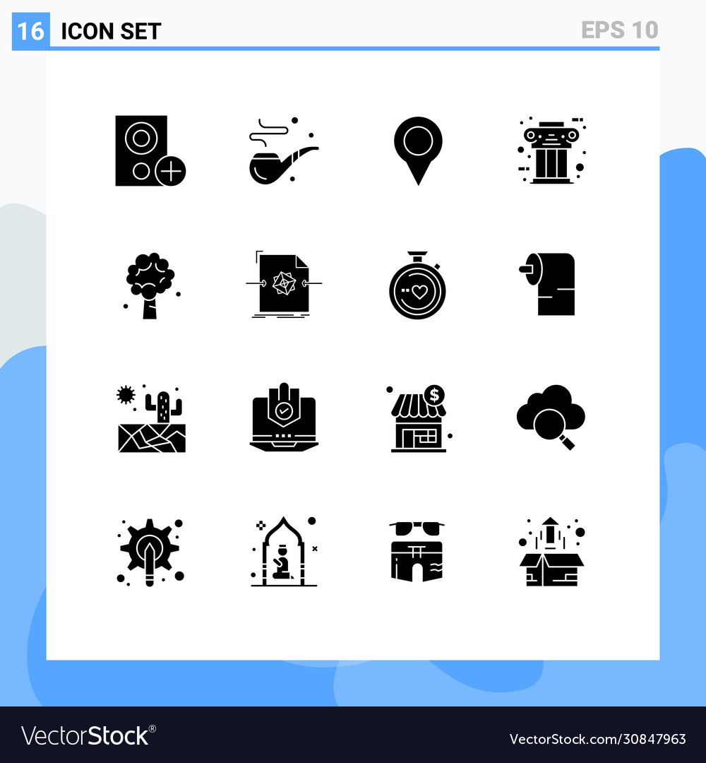 16 universal solid glyphs set for web and mobile