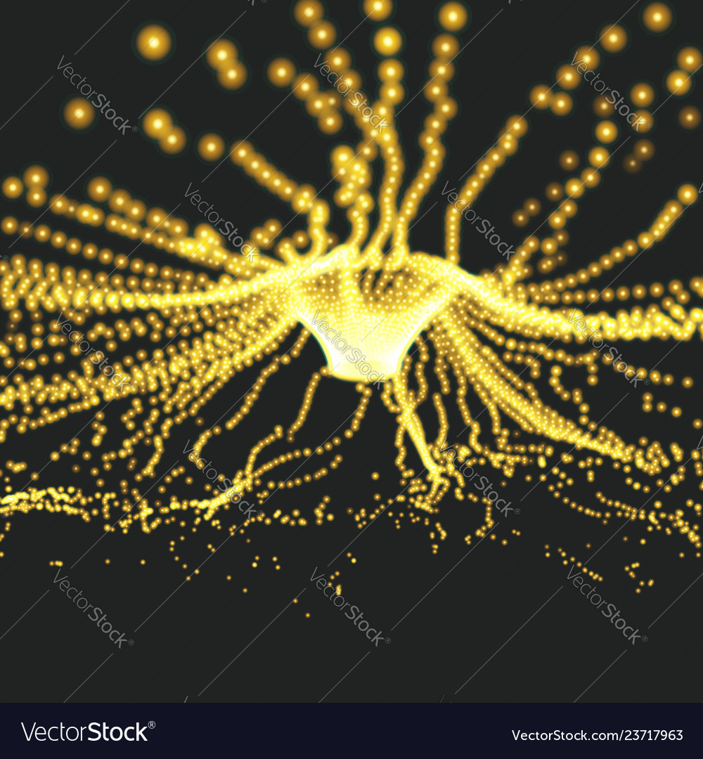 Array mit dynamischen Partikeln 3d Technologie-Stil vector image Array mit dynamischen Partikeln 3d Technologie-Stil