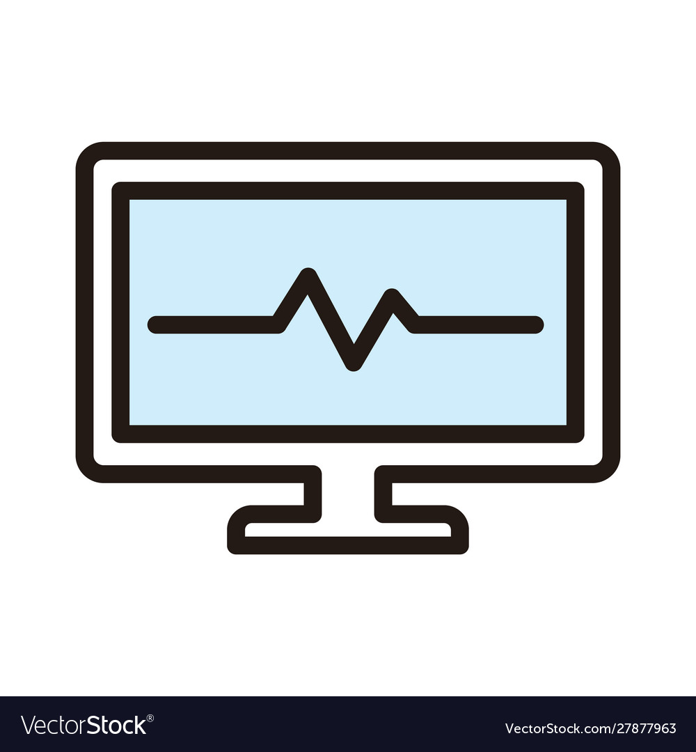Black computer monitor with cardiogram icon vector image Black computer monitor with cardiogram icon
