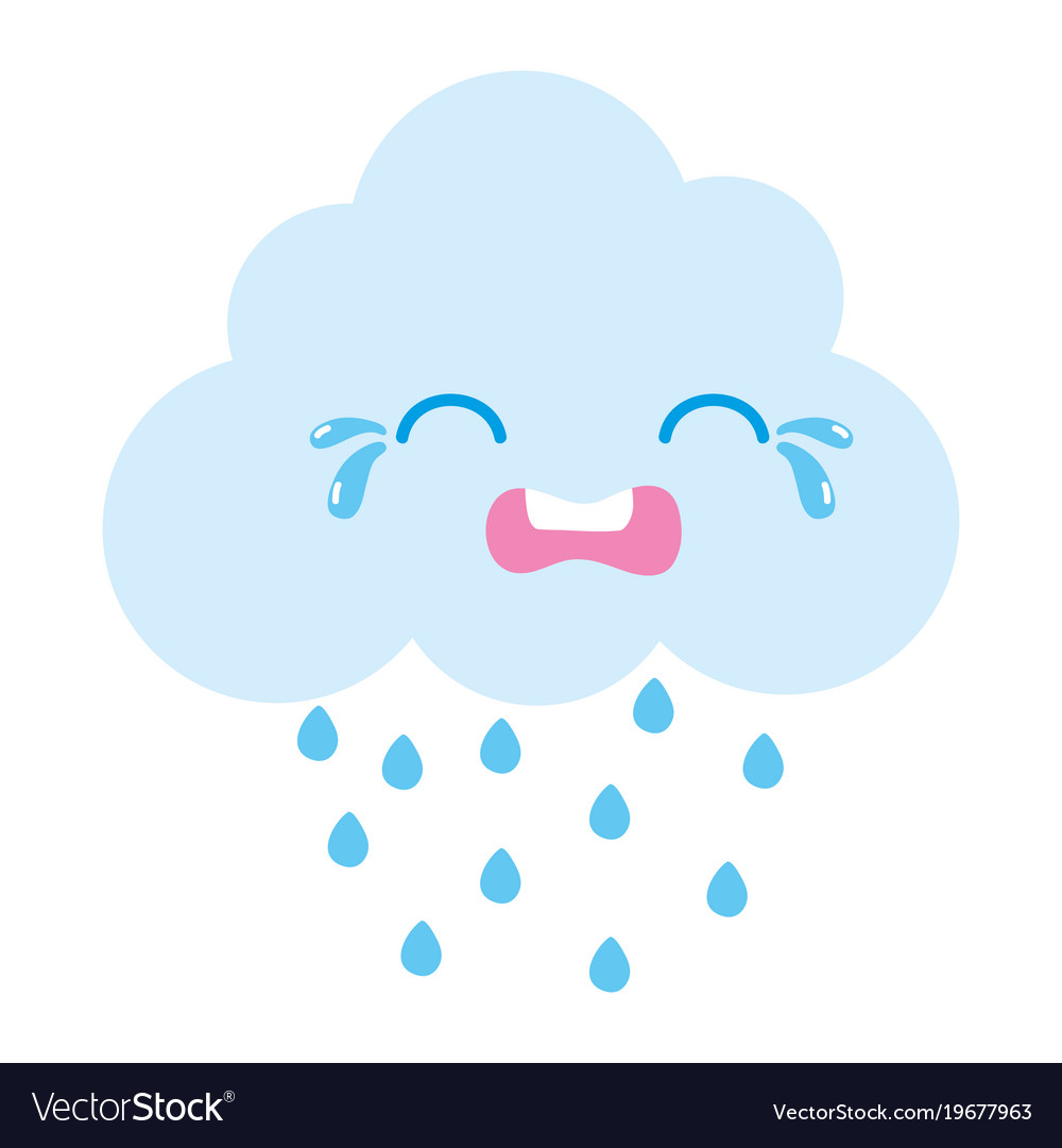 Colorful crying natural cloud weather kawaii Vector Image