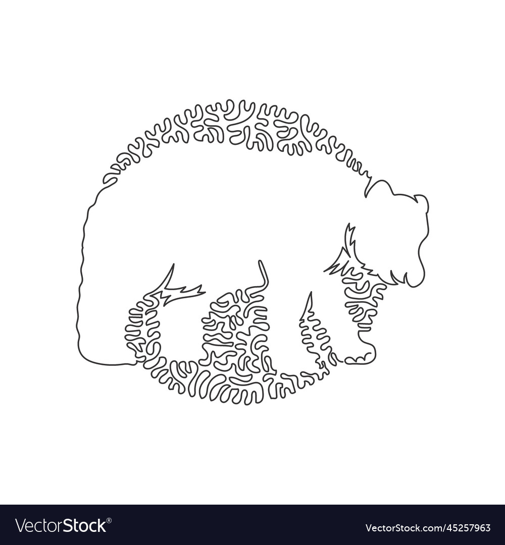 Continuous curve one line drawing of walking bear vector image Continuous curve one line drawing of walking bear