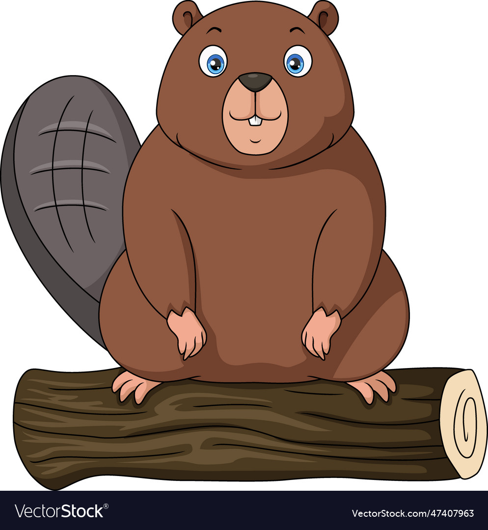 Cute chipmunk cartoon on wooden Royalty Free Vector Image