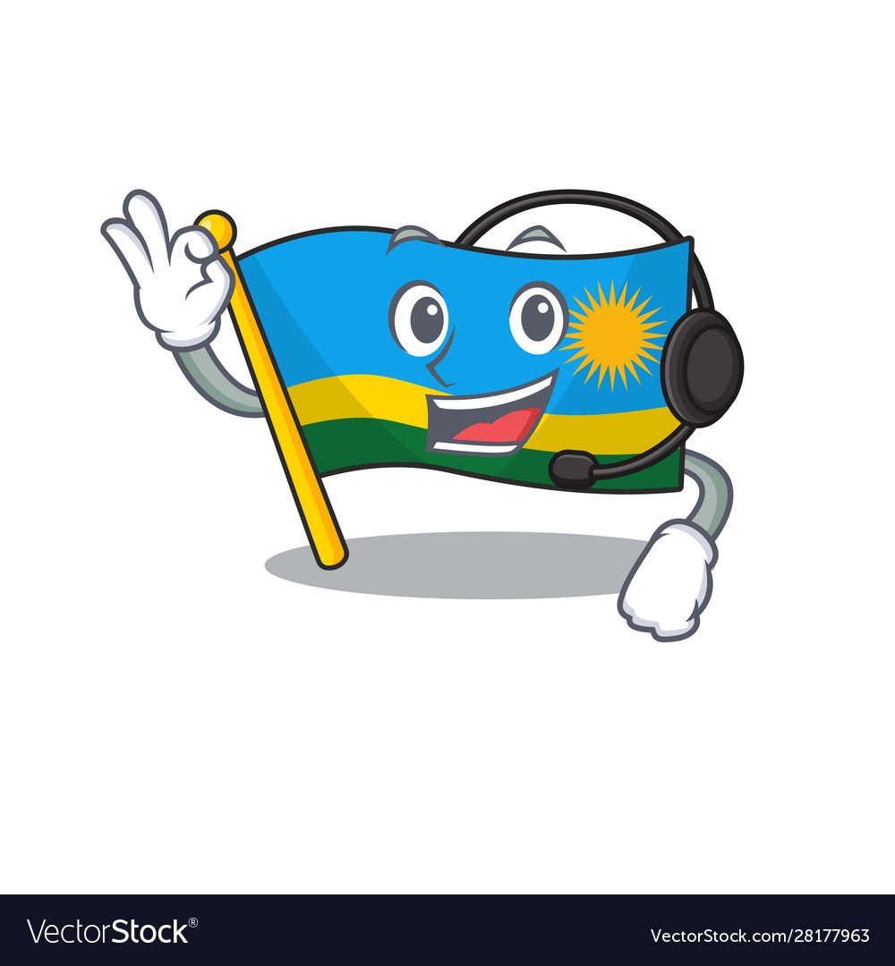 Flag rwanda cute cartoon character design