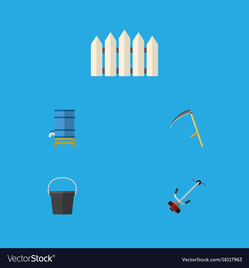 Flat icon farm set of container cutter pail Vector Image