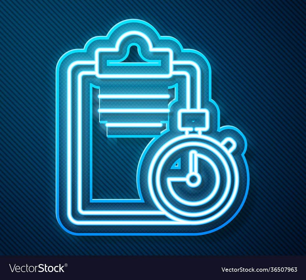 Glowing neon line verification delivery list vector image Glowing neon line verification delivery list