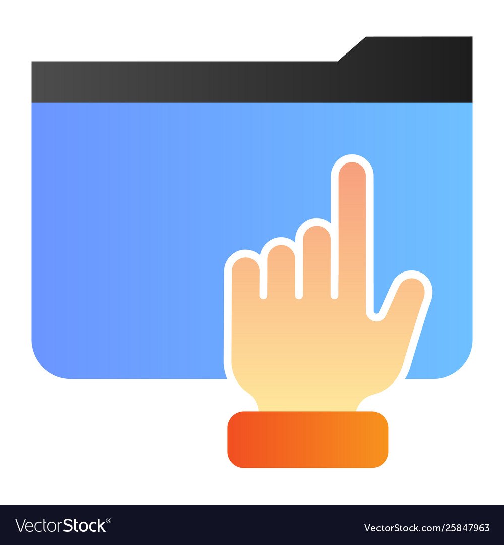 Hand on folder flat icon with arm color vector image Hand on folder flat icon with arm color