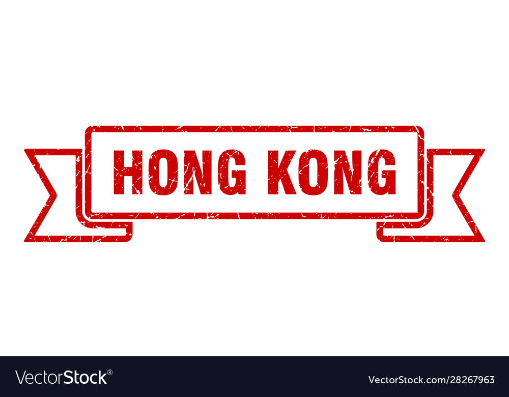 Hong kong ribbon red grunge band sign