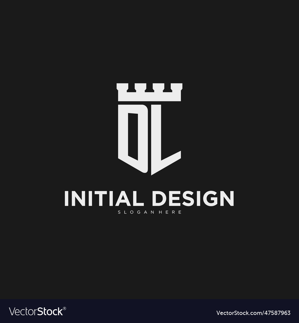 Initials dl logo monogram with shield Vector Image Initials dl logo monogram with shield