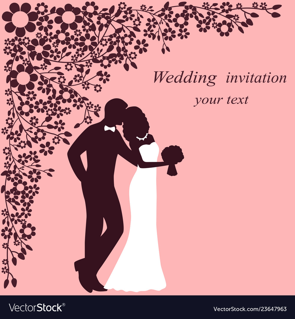 Invitation card with the bride and groom