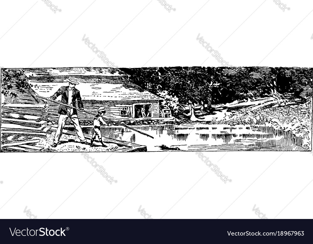 Man and boy is using a pole to catch some fishes
