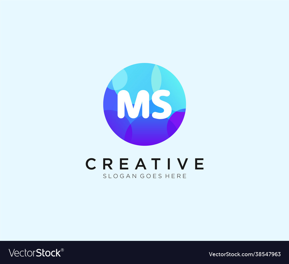 Ms initial logo with colorful circle template