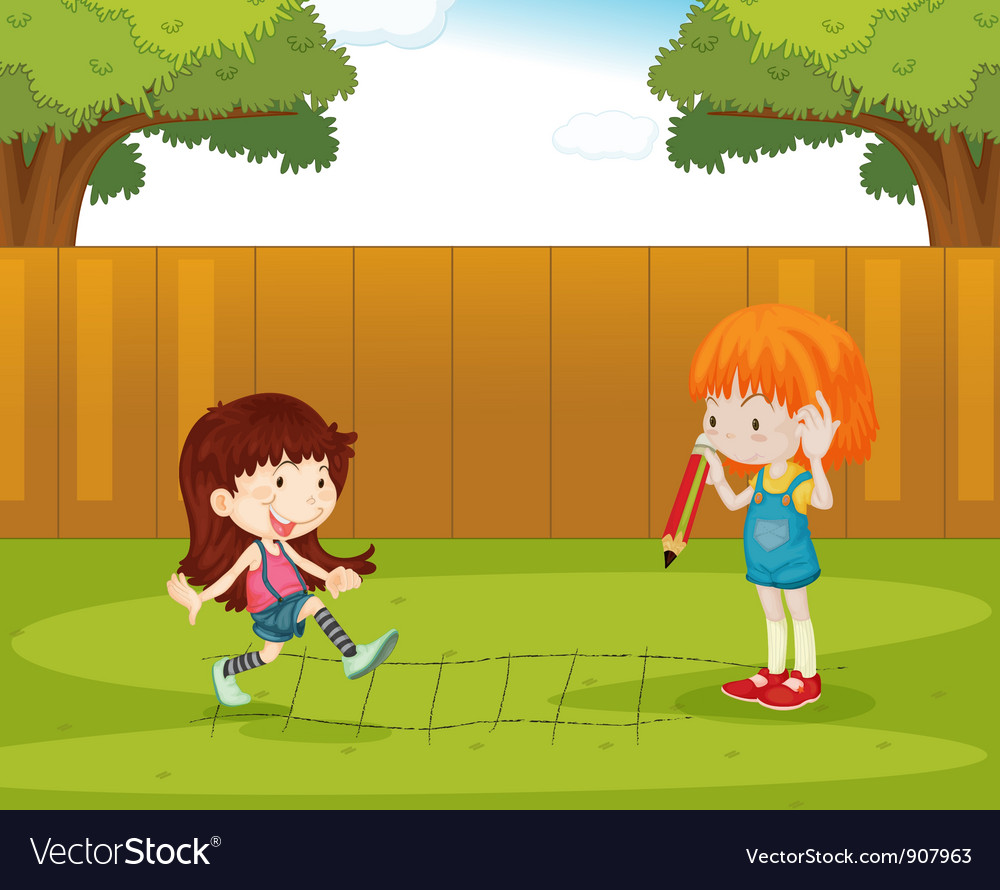 Playing in backyard Royalty Free Vector Image - VectorStock