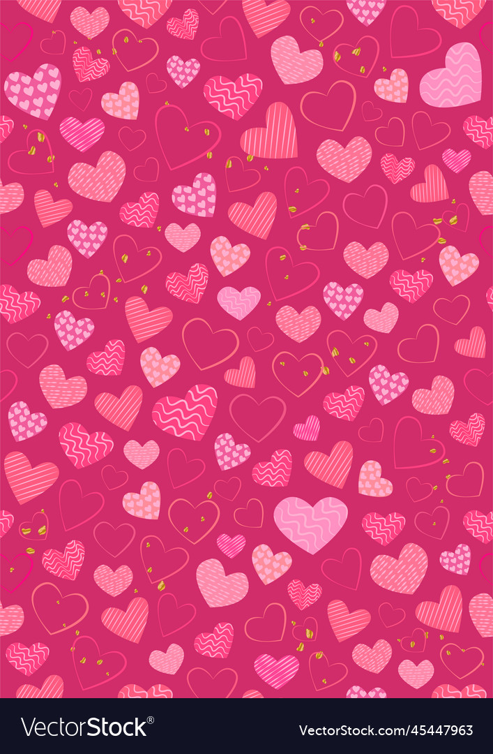 Seamless background with various stylized hearts Vector Image