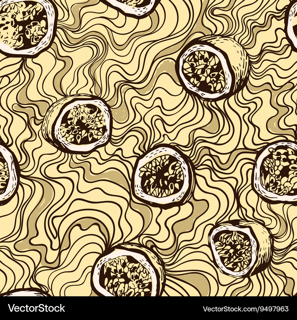Seamless pattern with passion fruit Royalty Free Vector