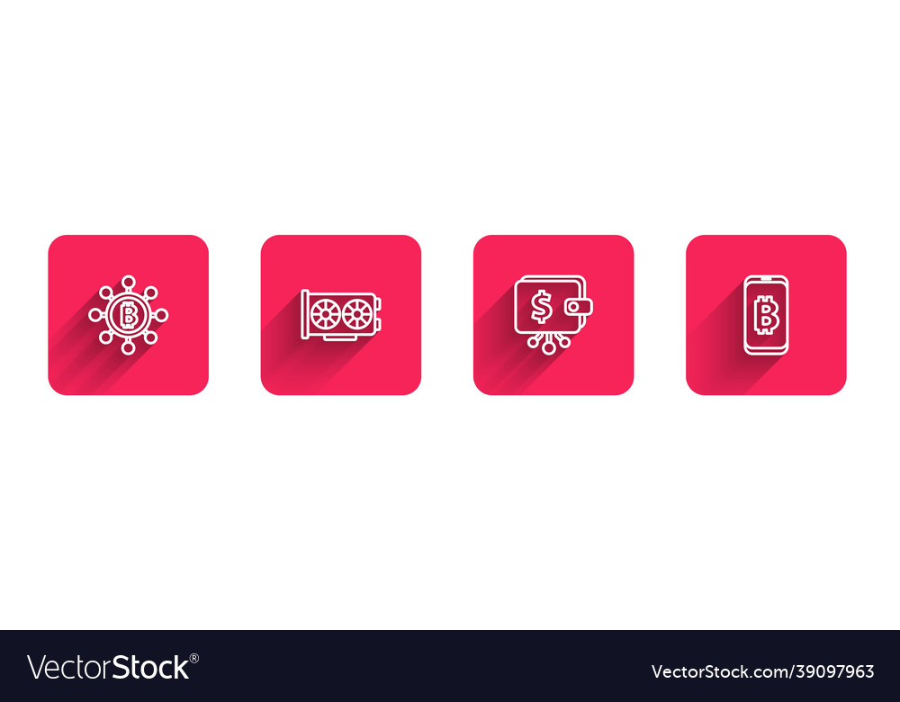 Set line blockchain technology bitcoin video