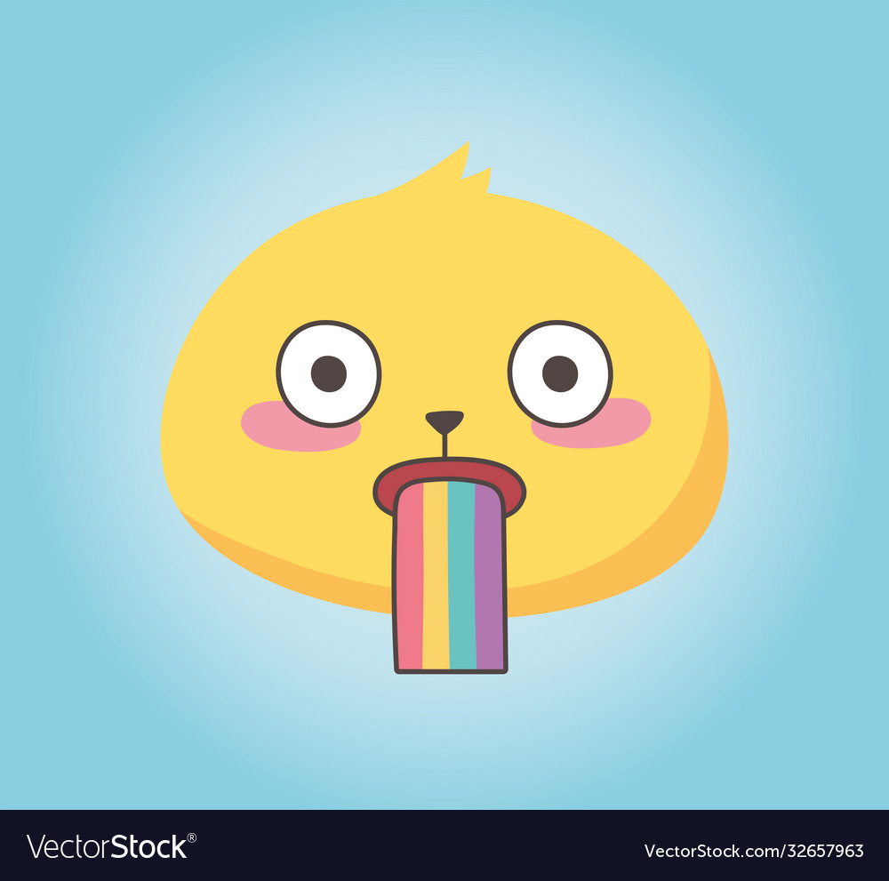 Social media emoji expression face rainbow tongue