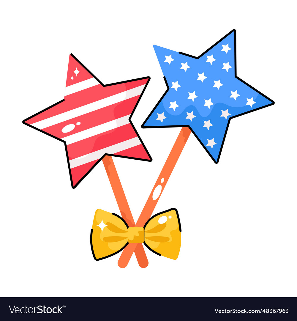 Us star flag doodle colorful icon eps 10