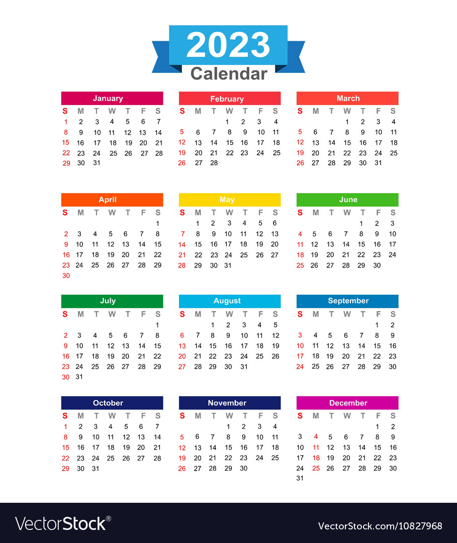 2023 year calendar isolated on white background Vector Image