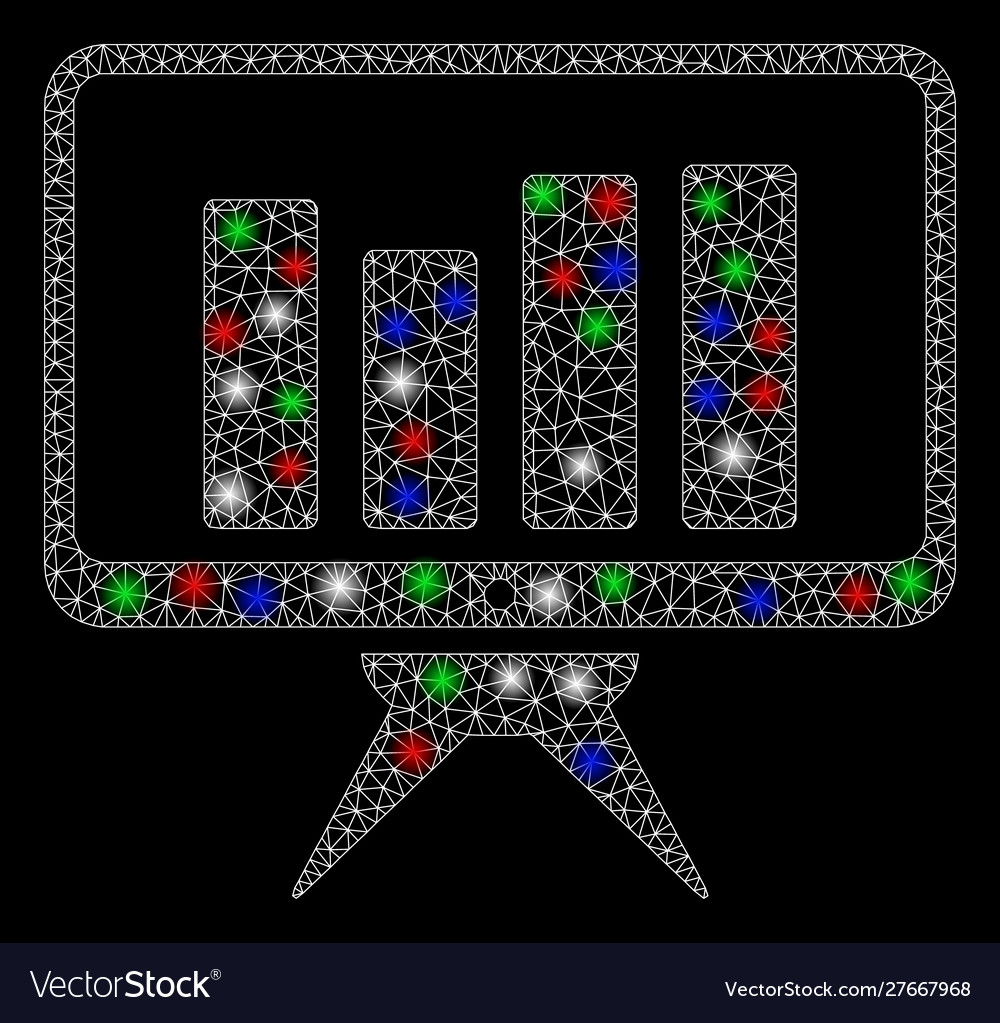 Bright mesh carcass graph monitoring with flash vector image Bright mesh carcass graph monitoring with flash