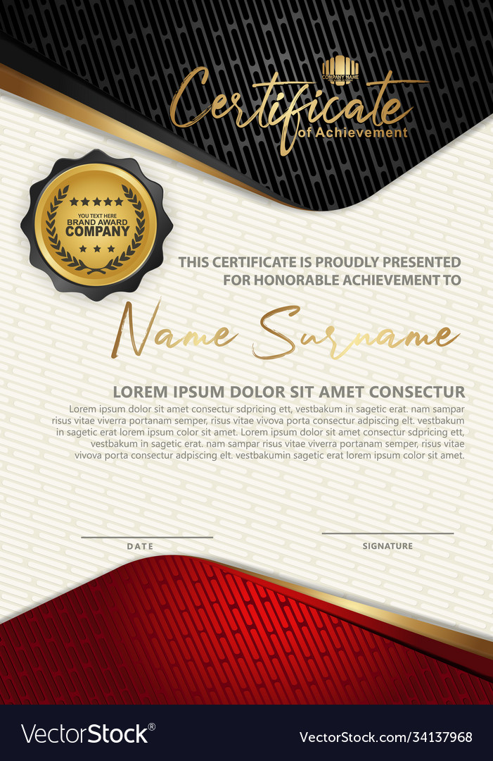 Certificate template with textured background vector image Certificate template with textured background