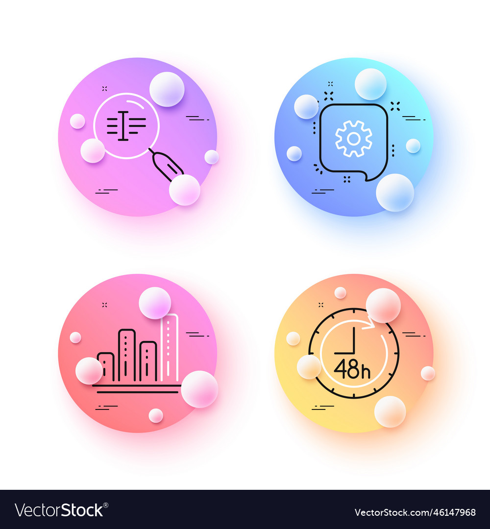 Cogwheel 48 hours and graph chart minimal line Vector Image Cogwheel 48 hours and graph chart minimal line
