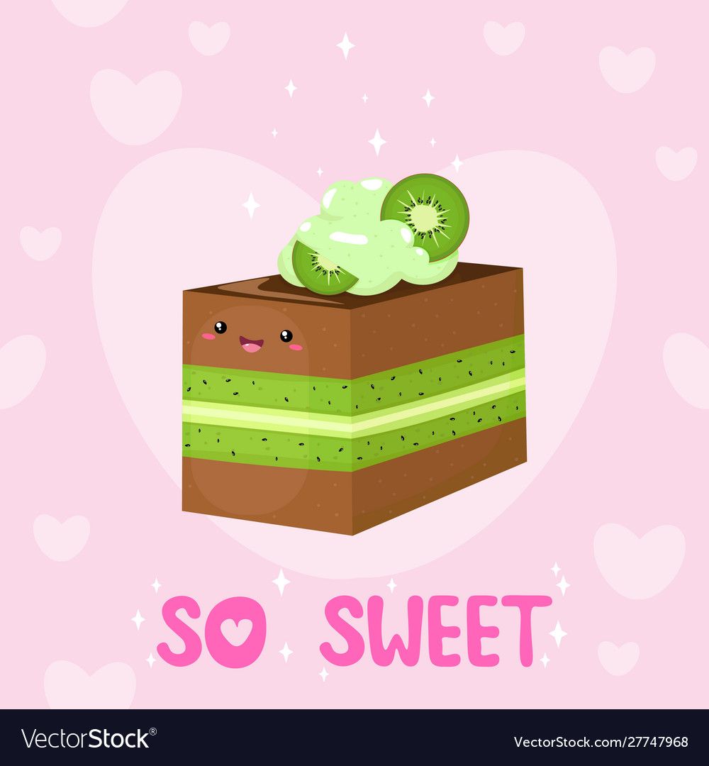 Cute romantic cake with kiwi