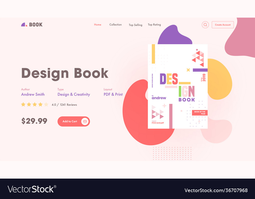 Design book landing page with price