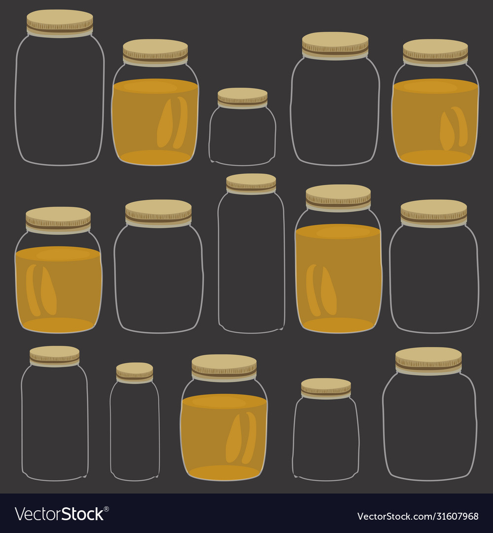 Honey jar pattern handdrawn cartoon Royalty Free Vector