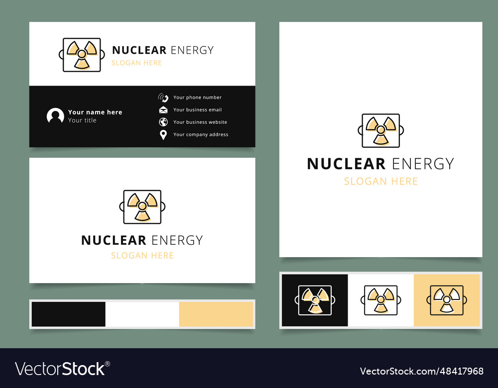 Nuclear energy logo design with editable slogan