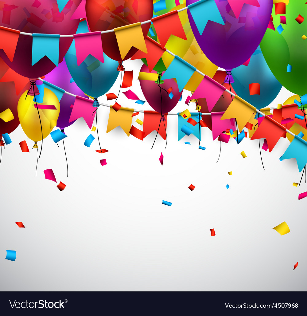 Colorful Celebration Background with Party Balloons - Colored Illustration,  Vector Stock Vector