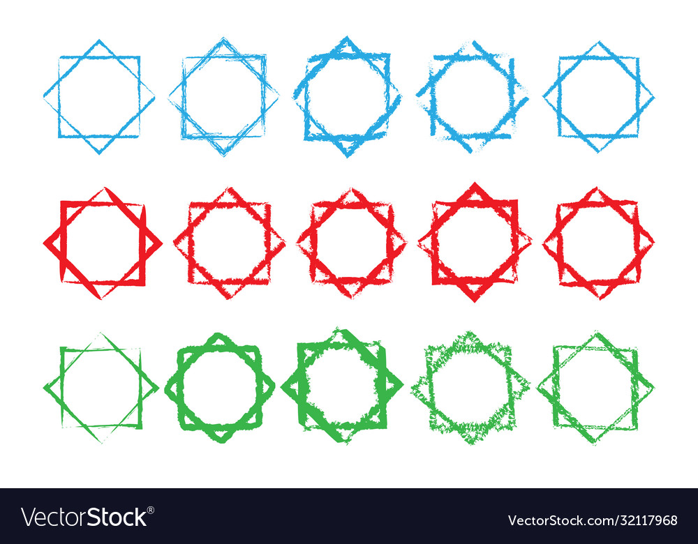 Set intersecting hand-drawn square frames Vector Image Set intersecting hand-drawn square frames