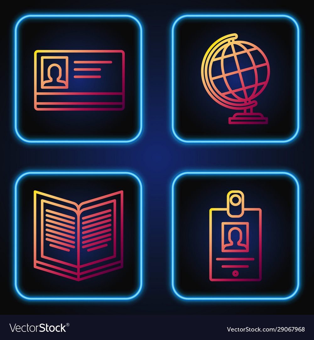 Set line identification badge open book vector image Set line identification badge open book