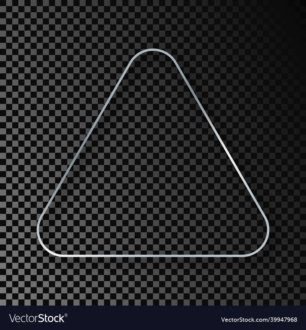 Silver glowing rounded triangle frame with shadow vector image Silver glowing rounded triangle frame with shadow