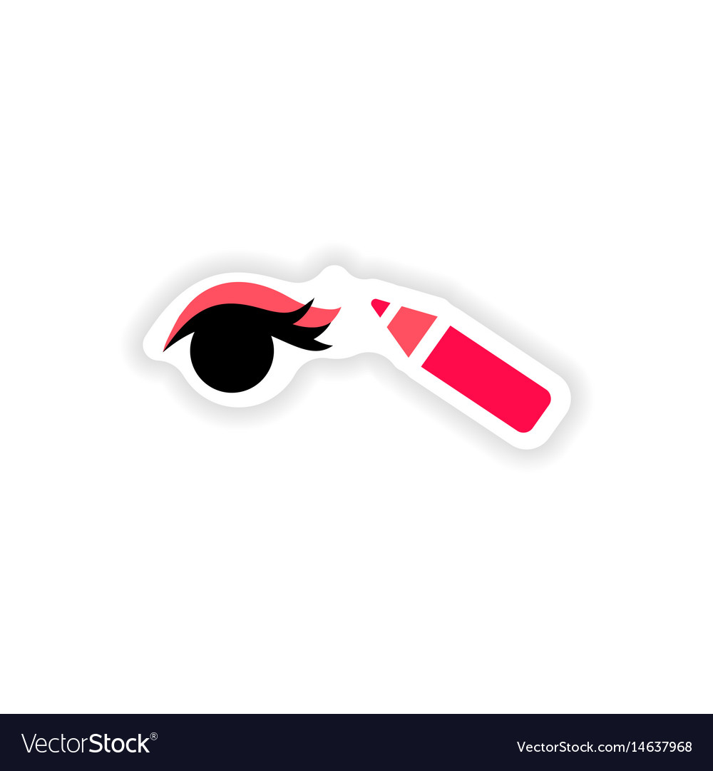 Stylish paper sticker on white background eyeliner