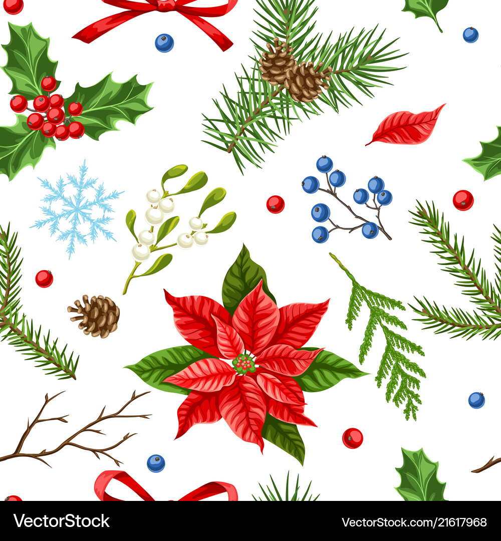 Winter Botanical Seamless Pattern Royalty Free Vector Image