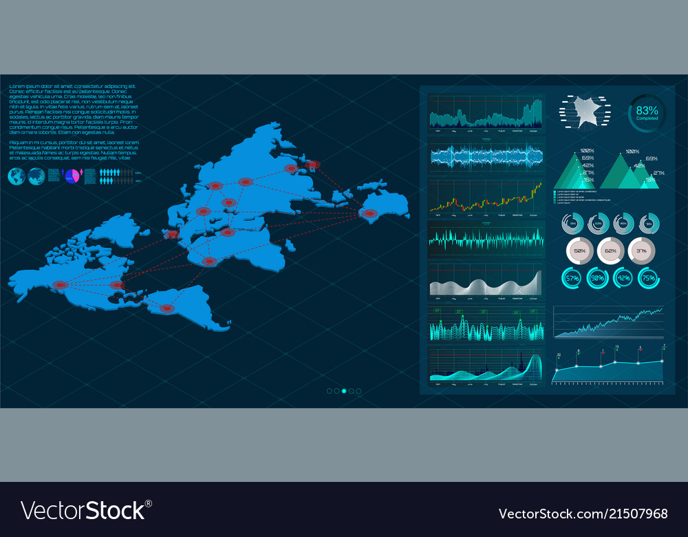 World map with nodes linked lines Royalty Free Vector Image