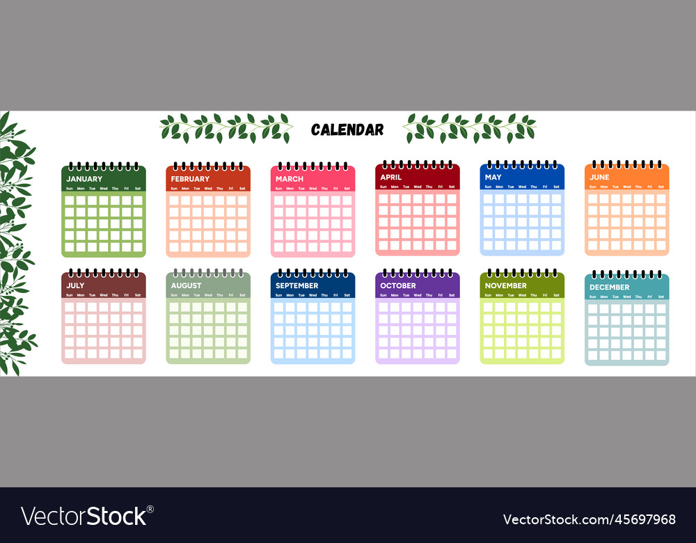 Year calendar Royalty Free Vector Image - VectorStock