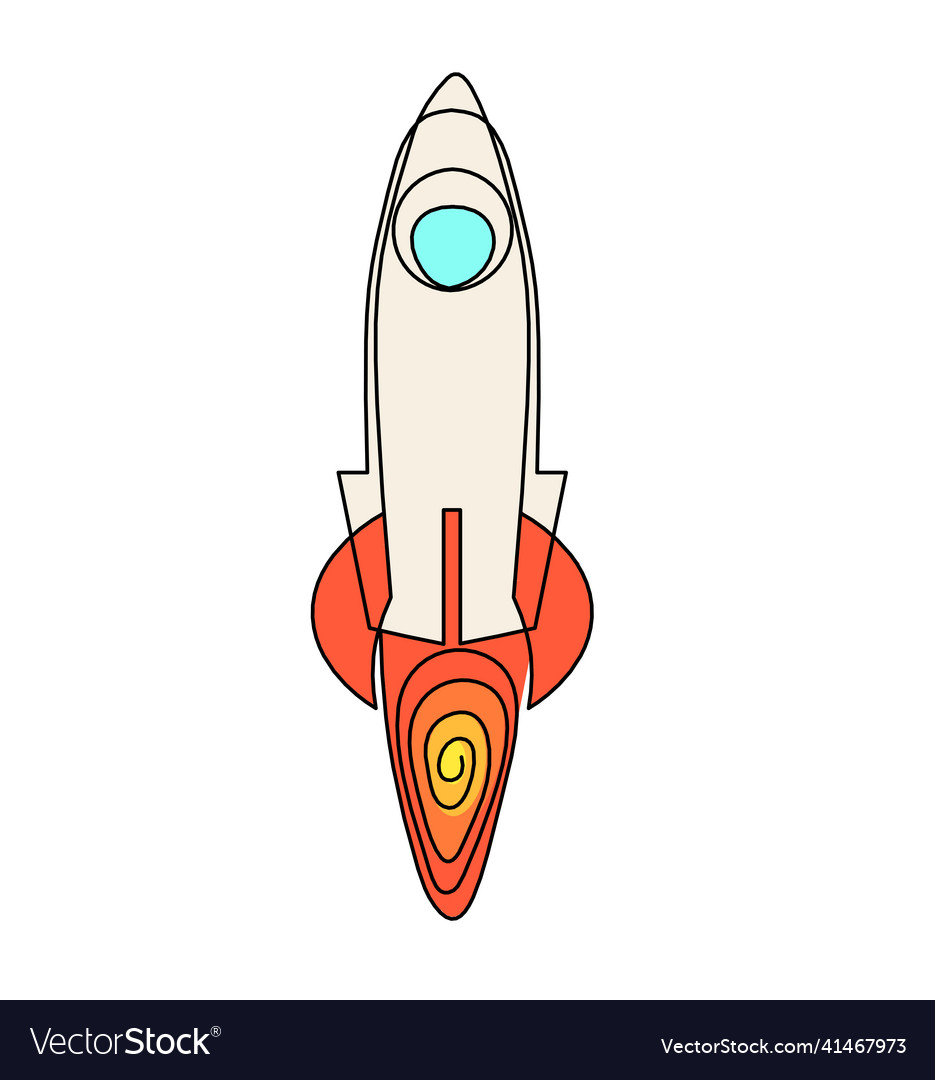 Abstract color rocket as continuous line drawing