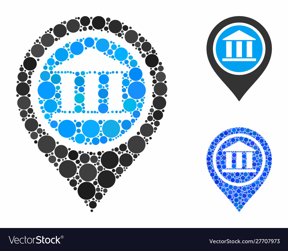 Bank map pointer composition icon circle dots vector image Bank map pointer composition icon circle dots