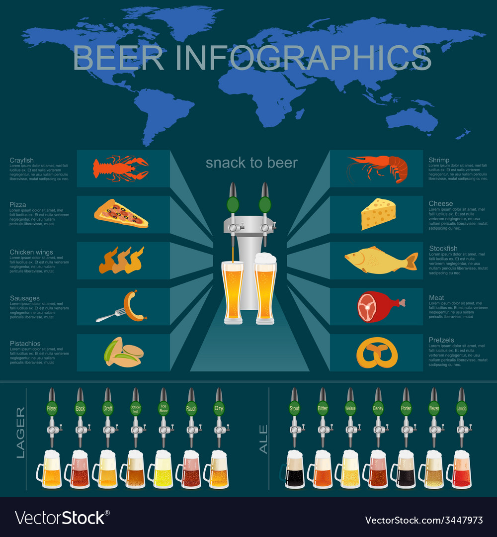 Beer snack infographics set elements for creating