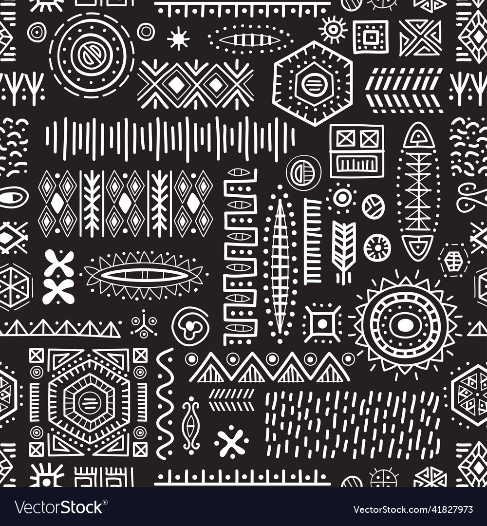 Black and white seamless background african tribal