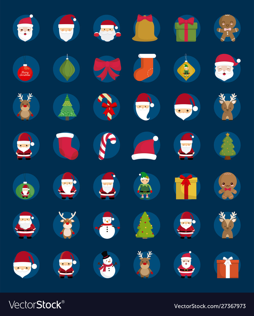 Bundle merry christmas with set icons