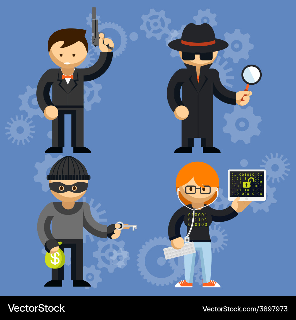 Characters involved in criminal activities Vector Image