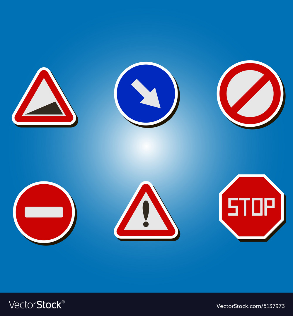 Color icons with traffic signs Royalty Free Vector Image