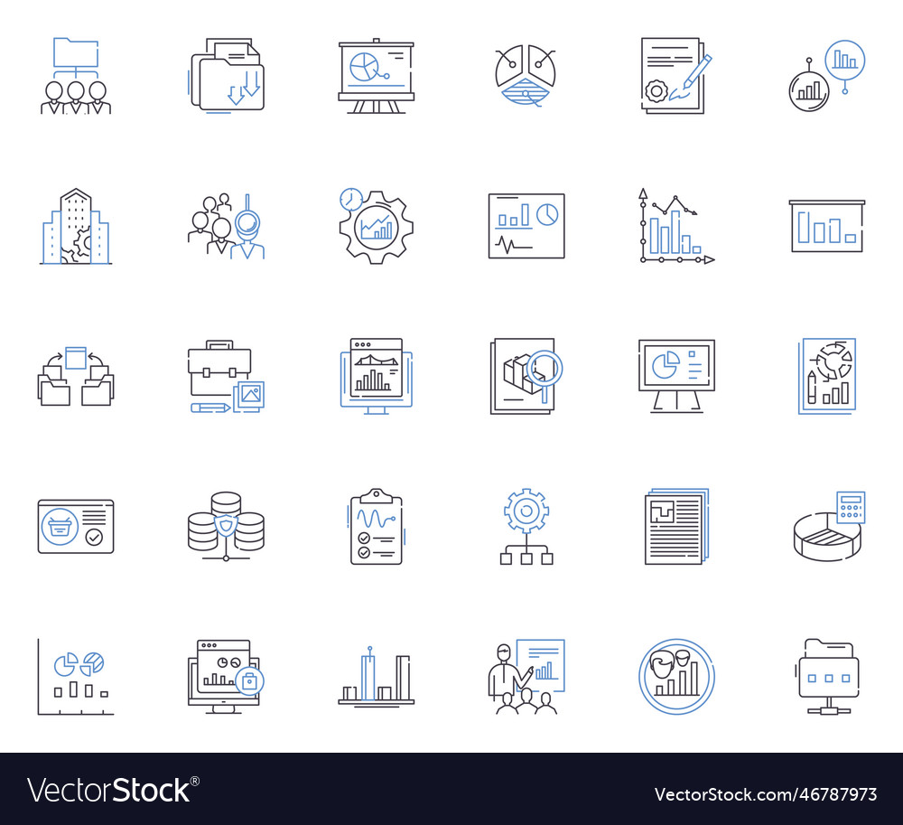 Data management software line icons collection vector image Data management software line icons collection